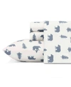 Eddie Bauer Ski Patrol Cotton Flannel 4-piece King Sheet Set Bedding In Bear And Trees