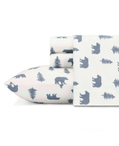 Eddie Bauer Ski Patrol Cotton Flannel 4-piece King Sheet Set Bedding In Bear And Trees