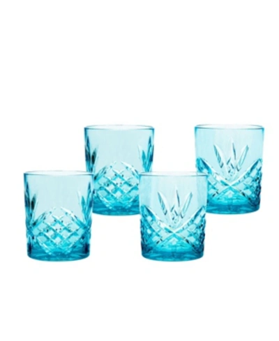 Godinger Dublin Acrylic Double Old-fashioned Glasses, Set Of 4 In Teal
