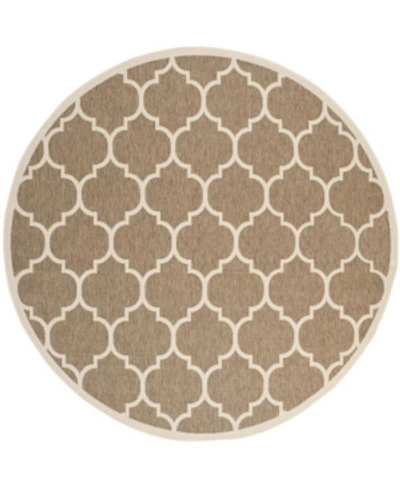 Safavieh Courtyard Cy6914 Brown And Bone 7'10" X 7'10" Round Outdoor Area Rug