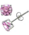 Giani Bernini Cubic Zirconia Sterling Silver Stud Earrings, Created For Macy's In Pink