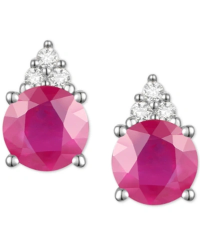Macy's Sapphire (7/8 Ct. T.w.) & Diamond Accent Stud Earrings In 14k Yellow Gold (also In Emerald, Ruby, Mo In Ruby,white Gold