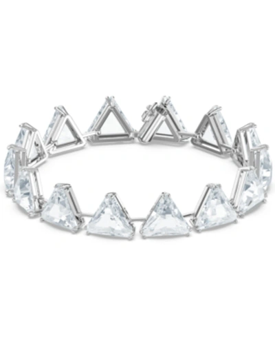 Swarovski Silver-tone Triangle-crystal Flex Bracelet In White