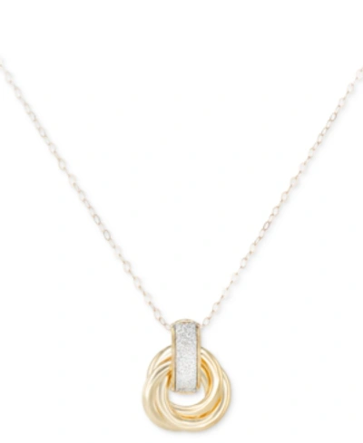 Macy's Glitter Love Knot 18" Pendant Necklace In 10k Gold