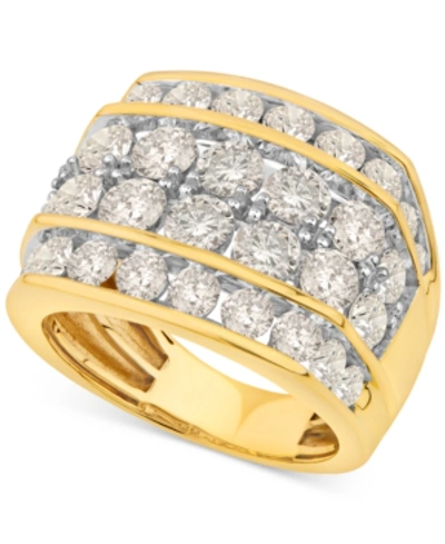 Macy's Men's Diamond Four Row Cluster Ring (7 Ct. T.w.) In 10k Gold