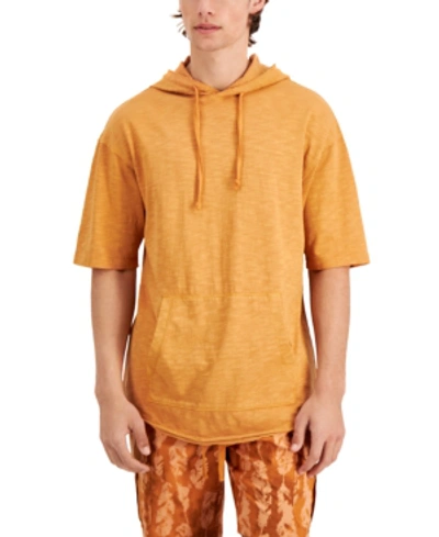 Sun + Stone Men's Garment-dyed Short-sleeve Hoodie, Created For Macy's In Orange Amber