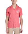 NATIVE YOUTH MEN'S REGULAR-FIT FLORAL EMBROIDERED CAMP SHIRT