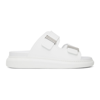 Alexander Mcqueen Engraved-logo Open-toe Sandals In 9359 New Ivory/silve