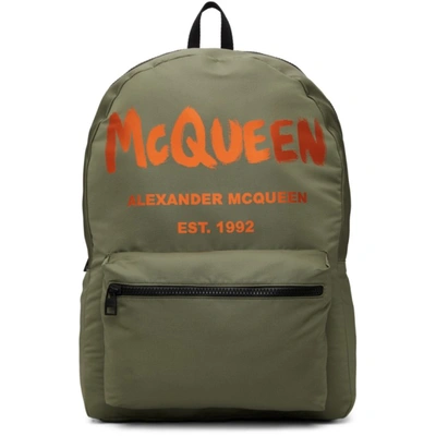 Alexander Mcqueen Khaki & Orange Graffiti Metropolitan Backpack In 2868khaki/w