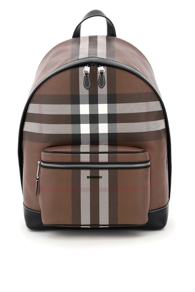 Burberry Jett Tartan Backpack In Brown,white,black