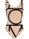 Totême Beige Stretch Jersey Monogram One-piece Swimsuit In Neutral