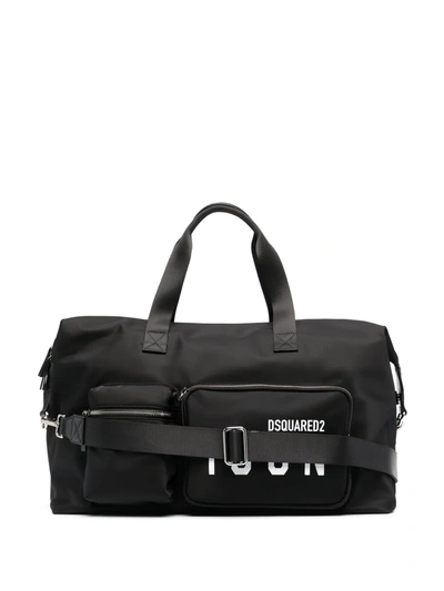 Dsquared2 Logo-print Luggage Bag In Schwarz