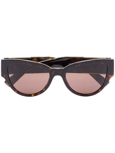 Versace Tortoiseshell-effect Cat-eye Frame Sunglasses In Brown