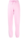 Msgm Pink Logo-print Cotton Joggers In Pink