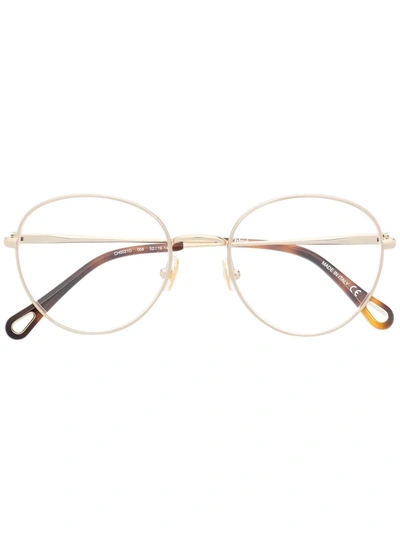 Chloé Round Thin-frame Glasses In Gold