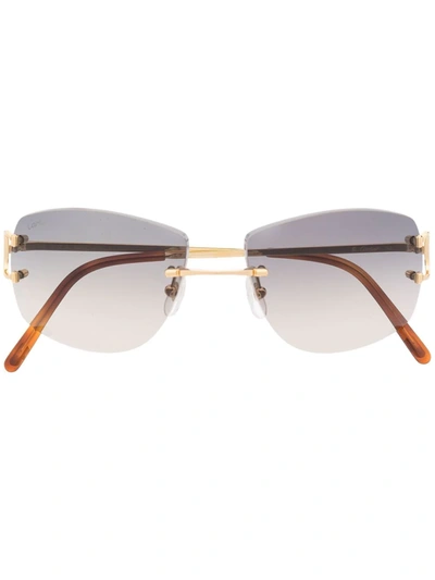 Cartier C-decor Square-frame Sunglasses In Gold