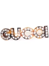 Gucci Crystal-embellished Logo Hairclip In Braun