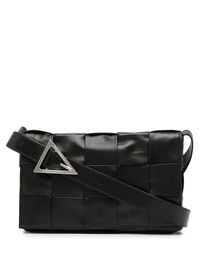 Bottega Veneta Maxi Intrecciato Messenger Bag In Black