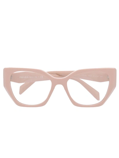 Prada Geometric-framed Glasses In Nude