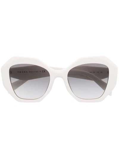 Prada Symbole Geometric-frame Sunglasses In Weiss