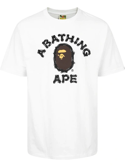 A Bathing Ape Glass Beads College T-shirt In Weiss