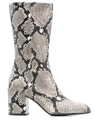Aeyde Lori Snake-effect Leather Boots In Nude