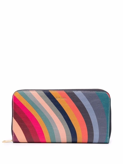 Paul Smith Swirl-print Leather Wallet In Blau