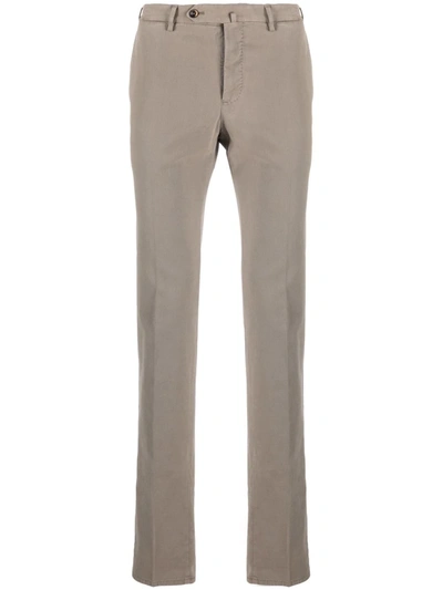 Pt01 Stretch-cotton Slim Trousers In Nude