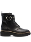 MICHAEL MICHAEL KORS HASKELL SPIKE-STRAP LEATHER BOOTS