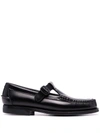 Hereu Alber Leather T-strap Buckle Loafers In Schwarz