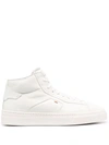 Santoni Man Sneakers Off White Size 8.5 Leather In Weiss