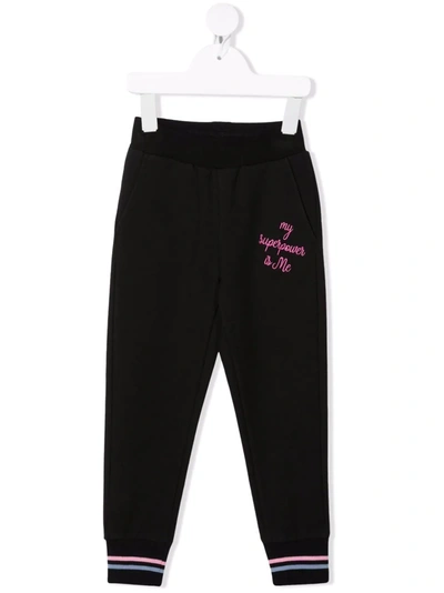 Monnalisa Kids' Logo-print Track Pants In 黑色