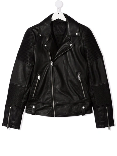 Diesel Teen Notched-lapels Biker Jacket In 黑色