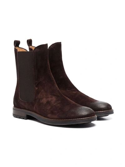 Gallucci Teen Round-toe Ankle Boots In Brown