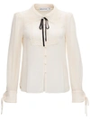 SELF-PORTRAIT IVORY COLORED SHIRT WITH LACE INSERTS
