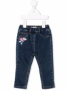 MONNALISA FLORAL-EMBROIDERED JEANS