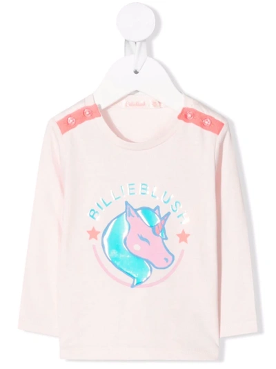 Billieblush Babies' Unicorn Logo印花t恤 In Pink