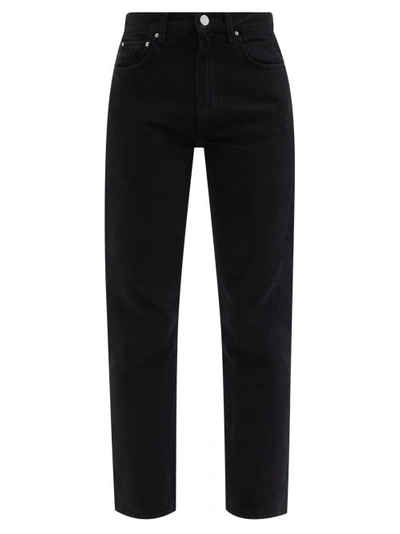 Totême Women's Classic Rigid High-rise Raw-edge Straight-leg Jeans In Black Cotton