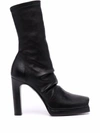 RICK OWENS CHERI SQUARE-TOE LEATHER ANKLE BOOTS