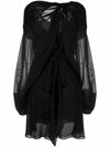 Maison Margiela Twisted Drape Silk Chiffon Mini Dress In Schwarz