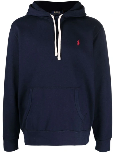 Polo Ralph Lauren Embroidered Logo Hoodie In Blue