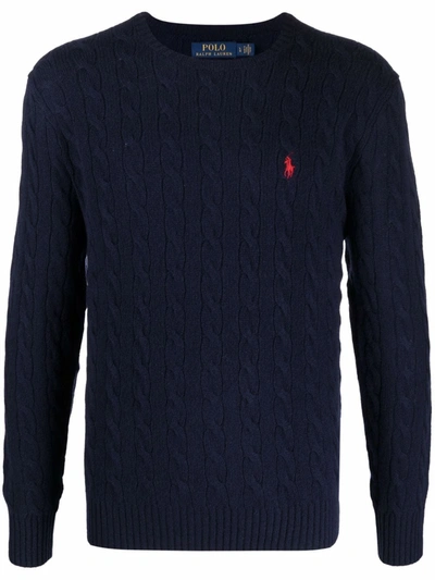 POLO RALPH LAUREN LOGO-EMBROIDERED CABLE-KNIT JUMPER