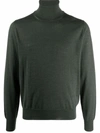 Canali Ribbed Merino Wool Mock-neck Sweater In Grün