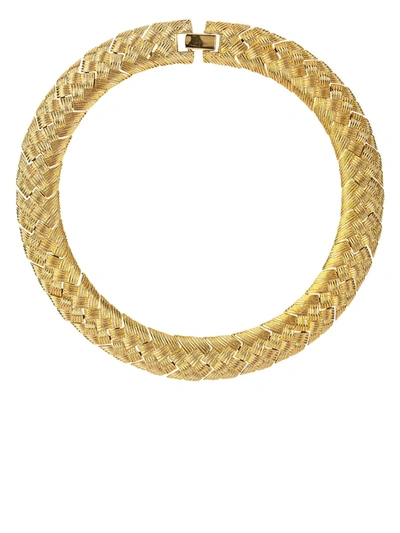 Pre-owned Susan Caplan Vintage 1980s Napier Interwoven Choker Necklace In Gold