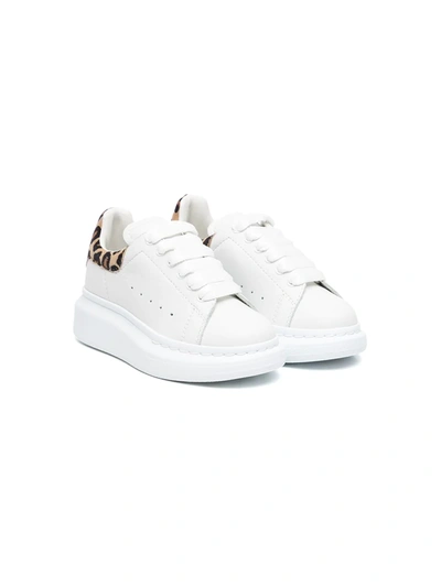 Alexander Mcqueen Babies' Kid's Leopard Back Leather Trainers In White Leopard