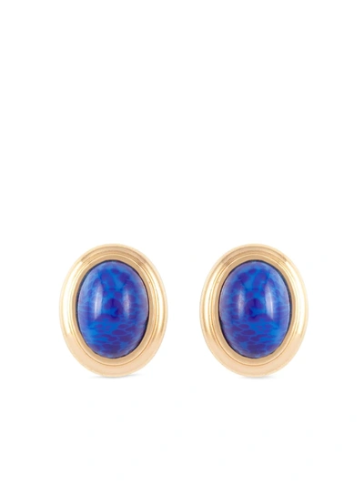 Pre-owned Dior 1980s  Cabochon Clip-on Earrings In Gold