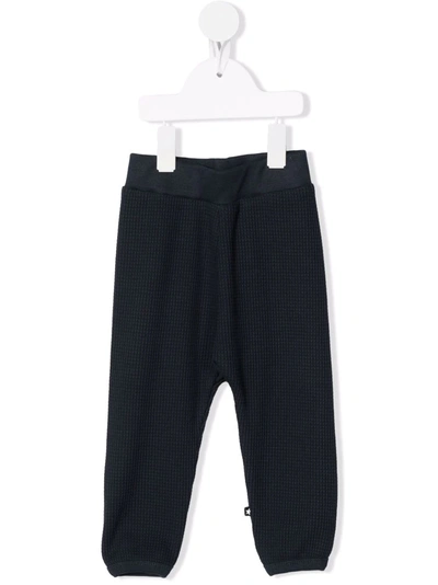 Molo Babies' Textured Knit Track Trousers In Blue