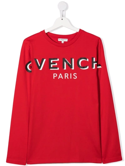 Givenchy Kids' Logo印花卫衣 In Red