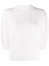 SEE BY CHLOÉ OPEN-KNIT BALLOON-SLEEVES TOP