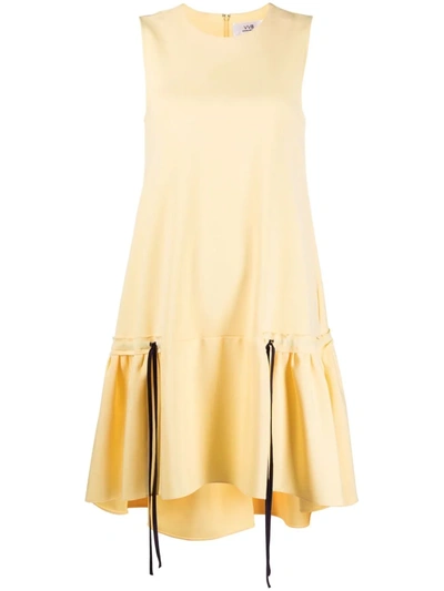 Victoria Victoria Beckham Ruffle-hem Poplin Dress In Yellow